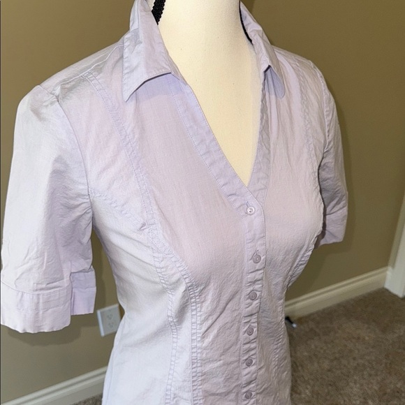 Reitmans Shirt Purple Fitted Button Down Short Sleeve with Collar Women's Sz 7 - Picture 3 of 11